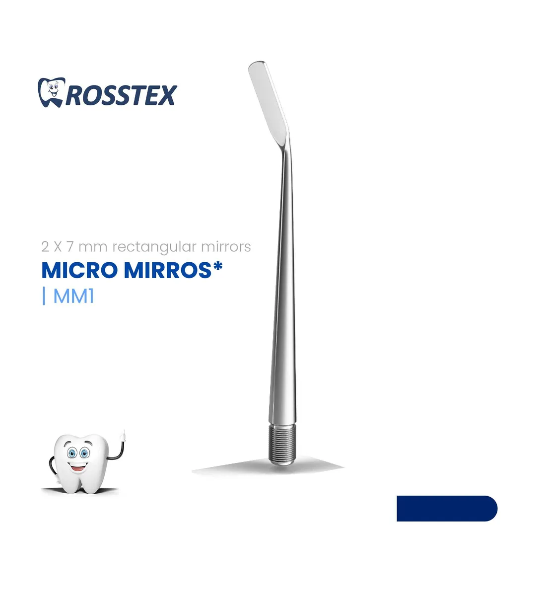 Dental Micro Mirror, Rectangular, 2x7mm, Small