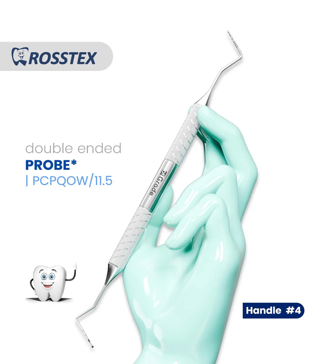 Dental Probe Thin Williams/Screening Probe, Handle No. 4, Double Ended
