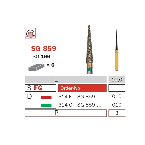 سنابل ألماسية، FG 010، ناعم، مخروطي (Goldies) ISO #166