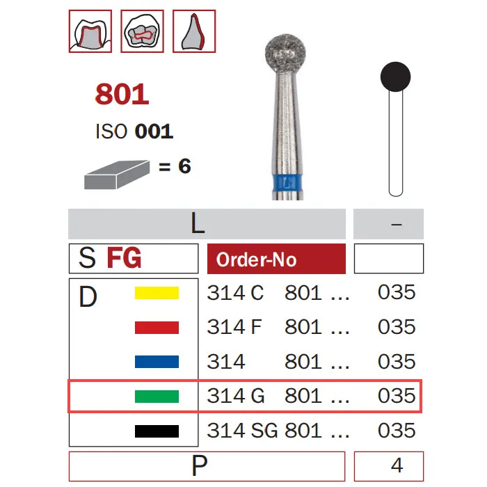 سنابل ألماسية، FG 035، خشنة، مستديرة ISO #001