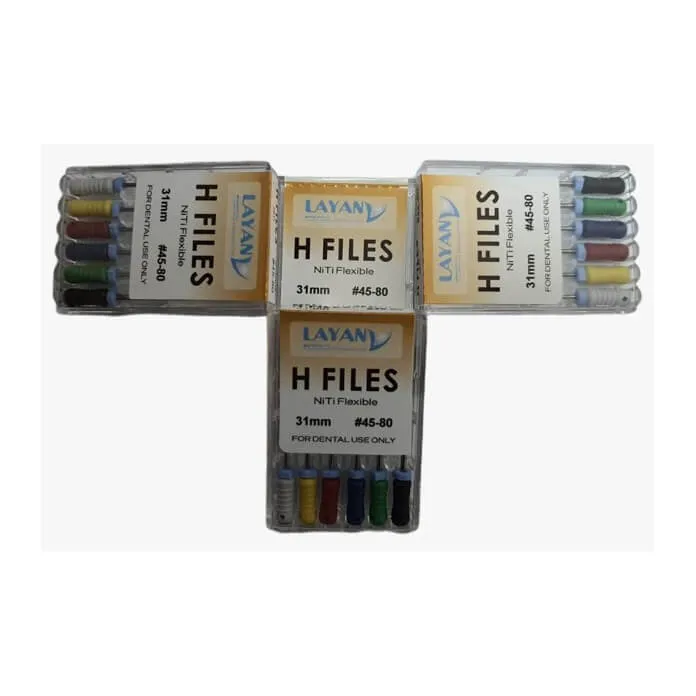 NiTi H Files L25 (يدوي) #45-80، PK/6