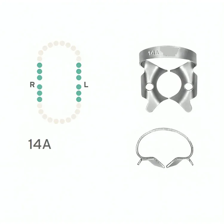 Rubber Dam Clamp #14A, Winged for Partially Erupted or Irregular Molars