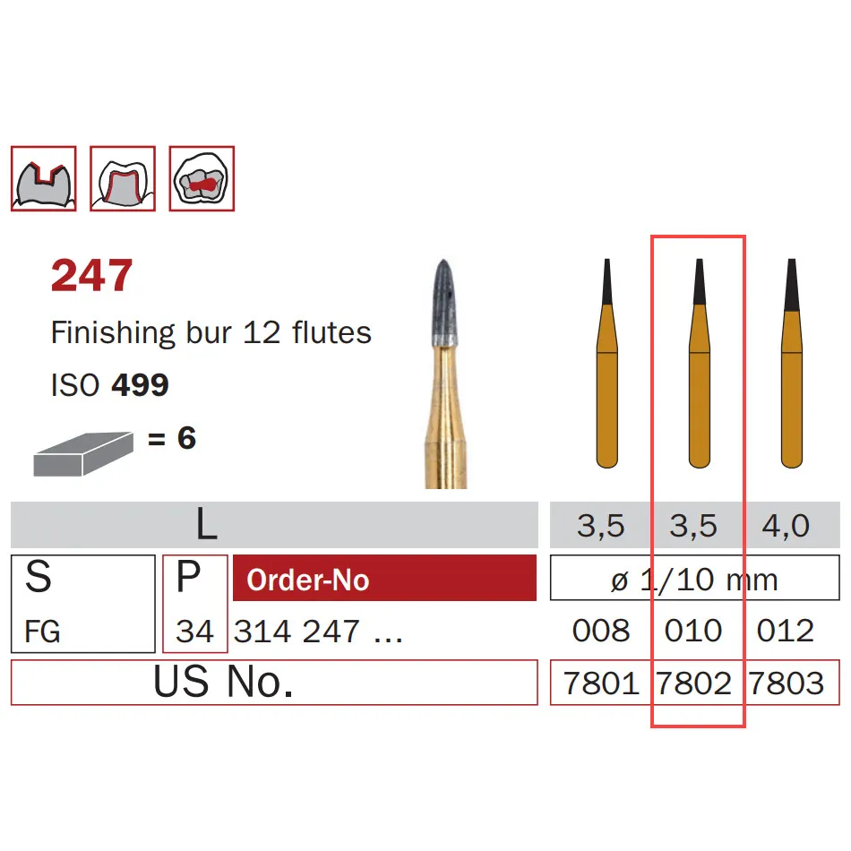 سنابل كربيد للتشطيب، FG-010، مخروط مقطوع، 12 شفرات، ISO #499