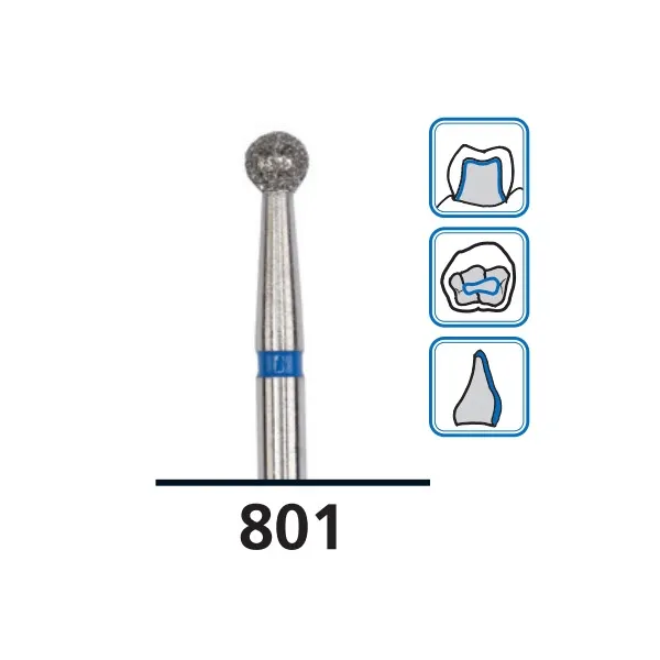 Round Diamond Burs C801, Super Fine Grit, FG-035