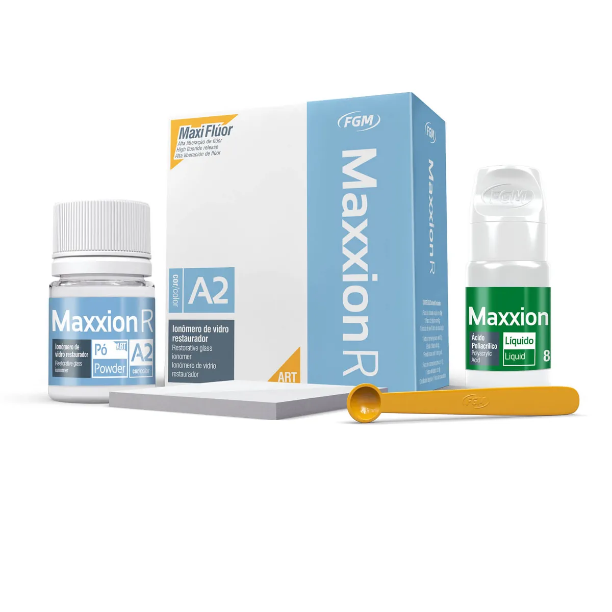 Maxxion R Kit A2، أسمنت زجاجي أيونوميري ذاتي المعالجة للترميم