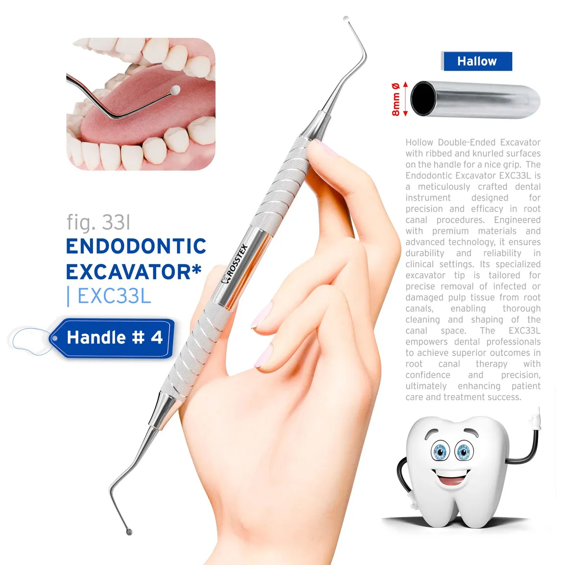 Dental Excavator 33L, Hollow Handle No. 4