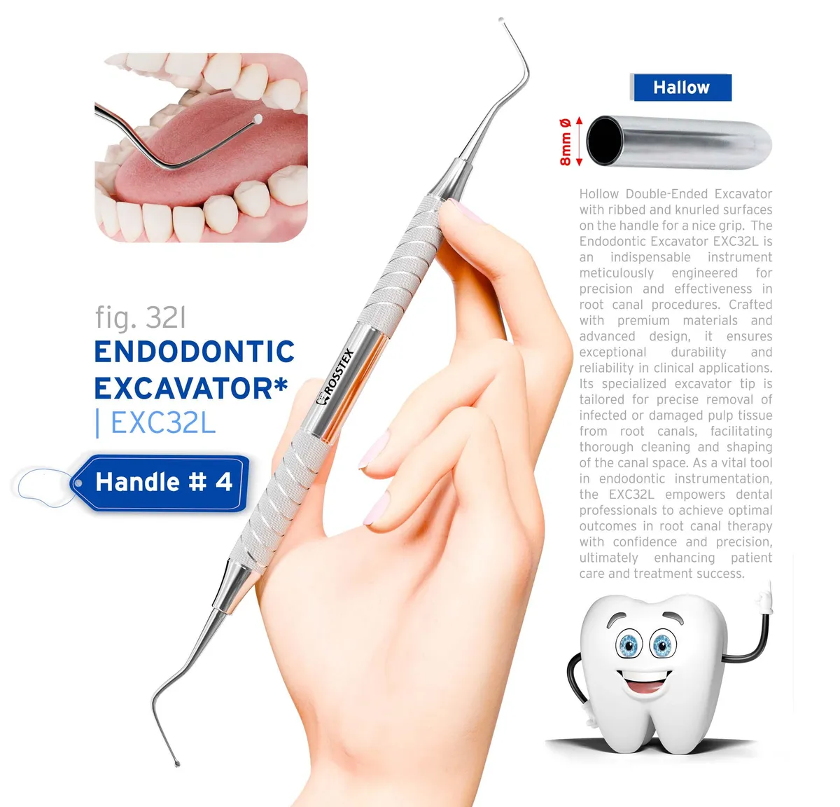 Dental Excavator 32L, Hollow Handle No. 4