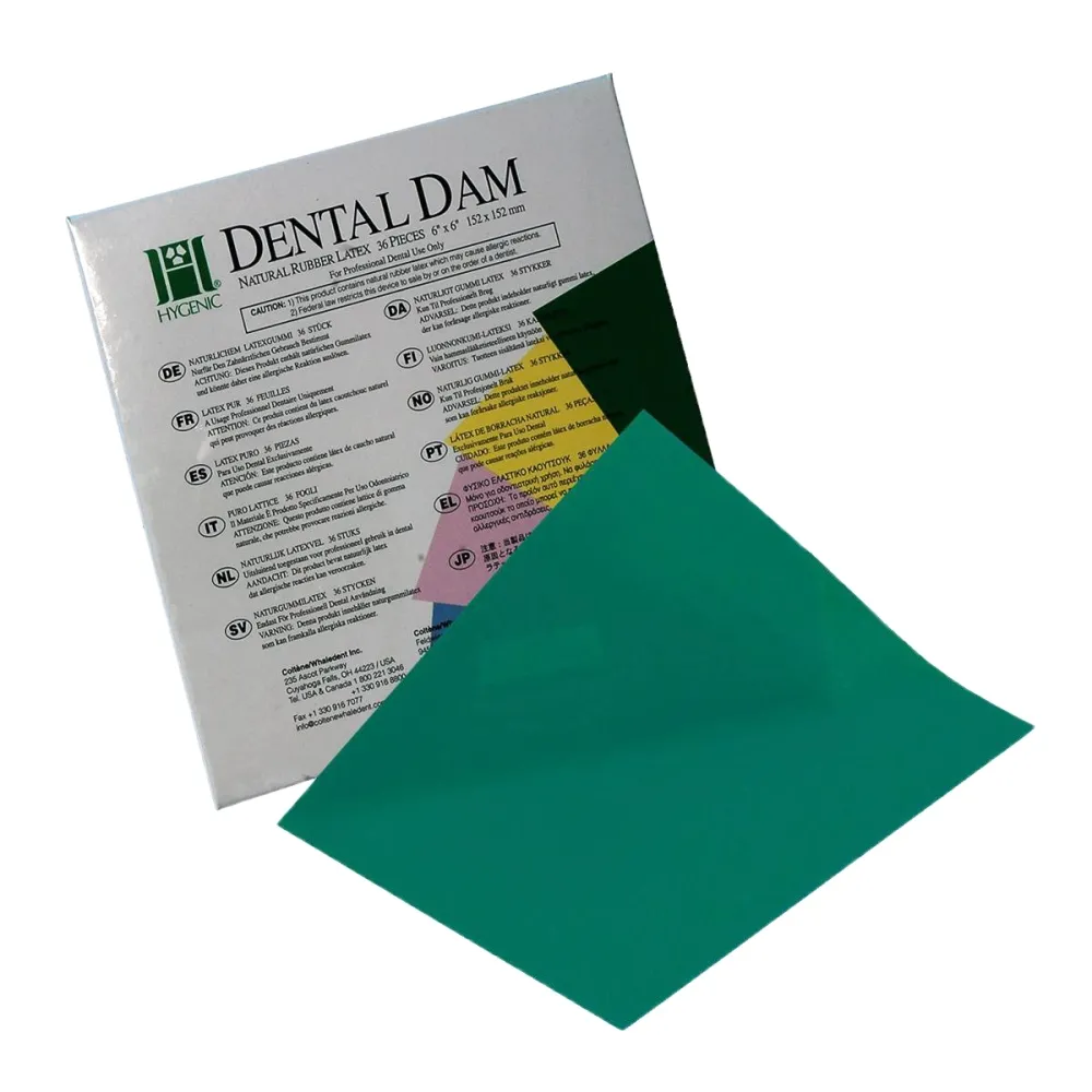 Hygenic Dental Dam 6"X6" رقيق، أخضر