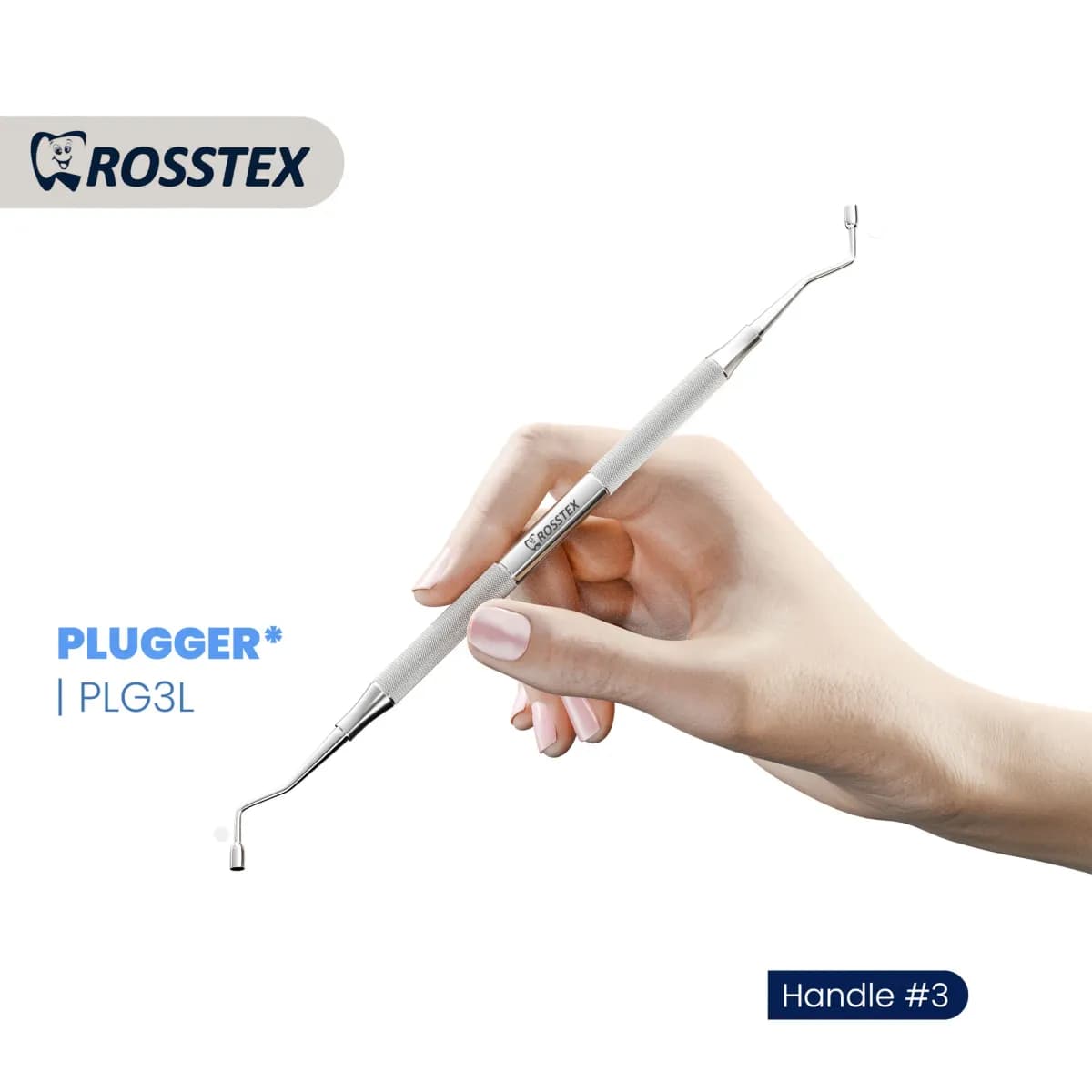 Dental Plugger/Condenser 3, Smooth, 2.4mm–2.7mm, Handle No. 3