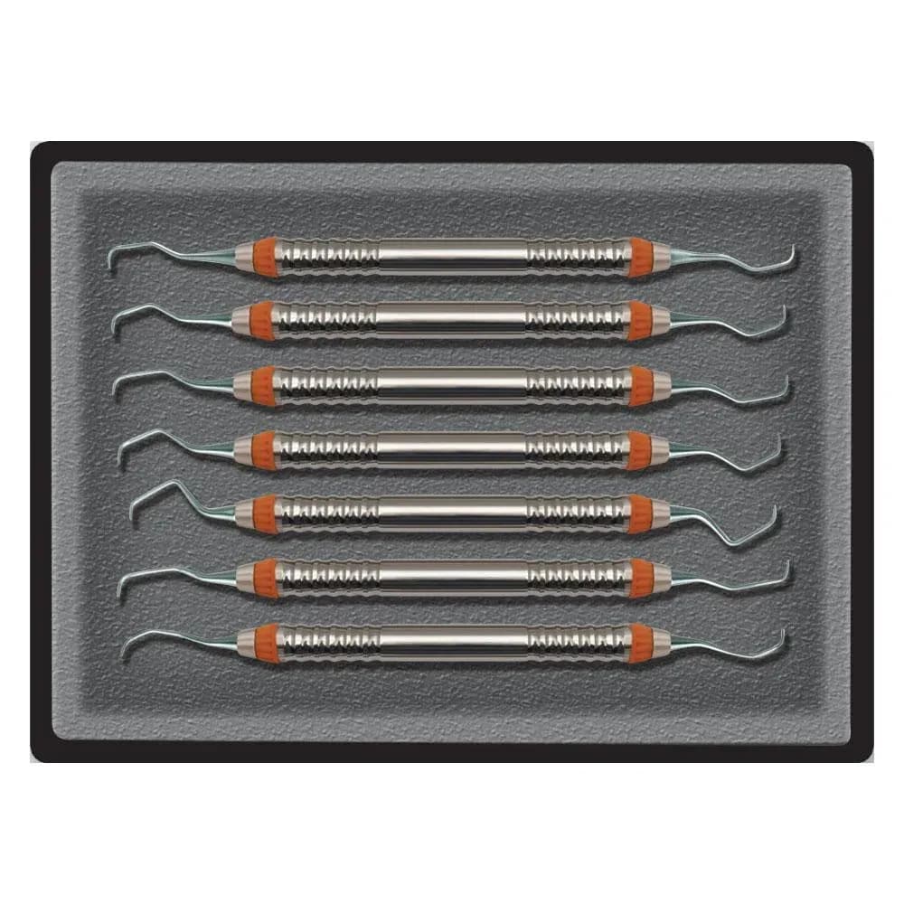 Dental Gracey Curettes Kit, Standard, 7 Pcs, Handle No. 4