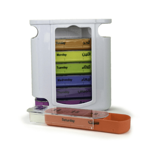 Weekly Pill Organizer, 7 Colors, White Case