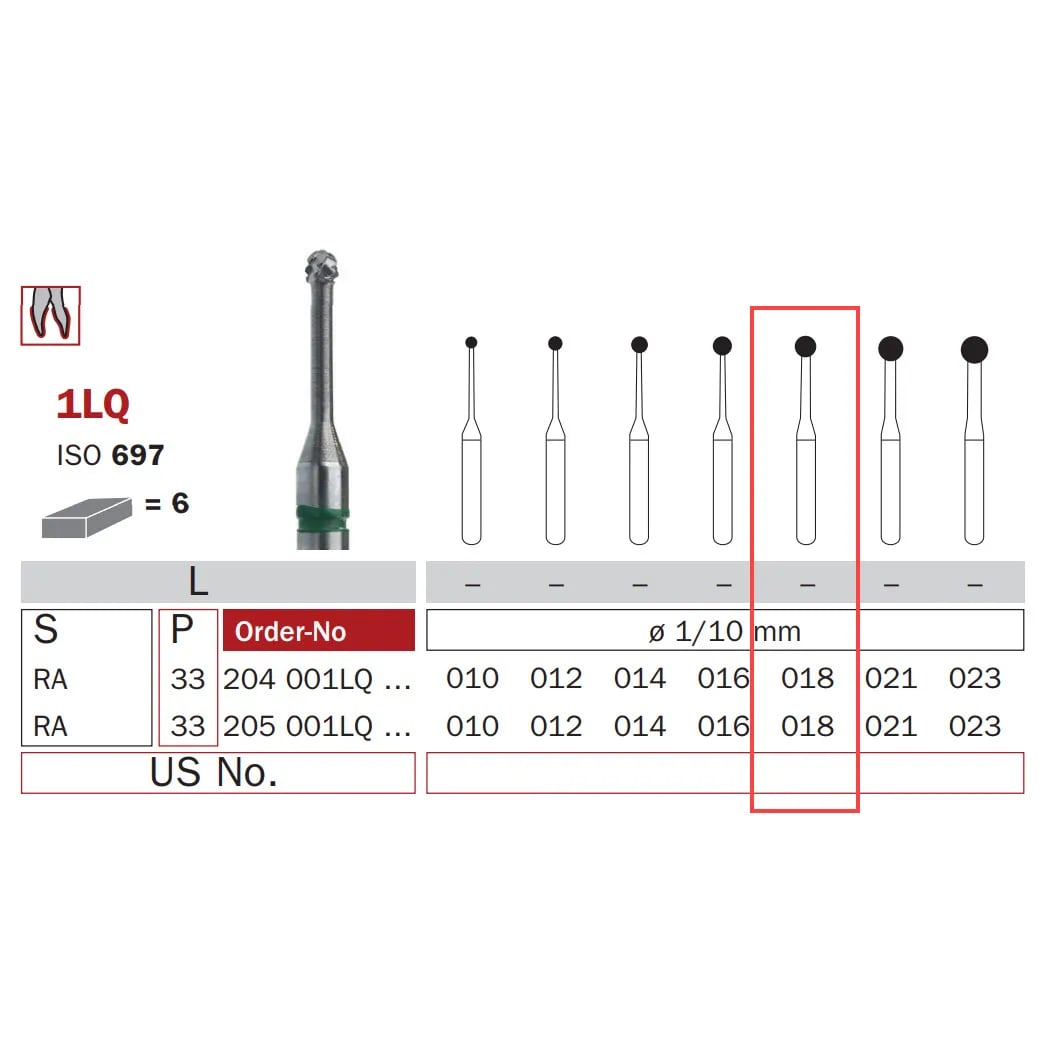 Carbide Bur, Long RA 018, Round ISO #697