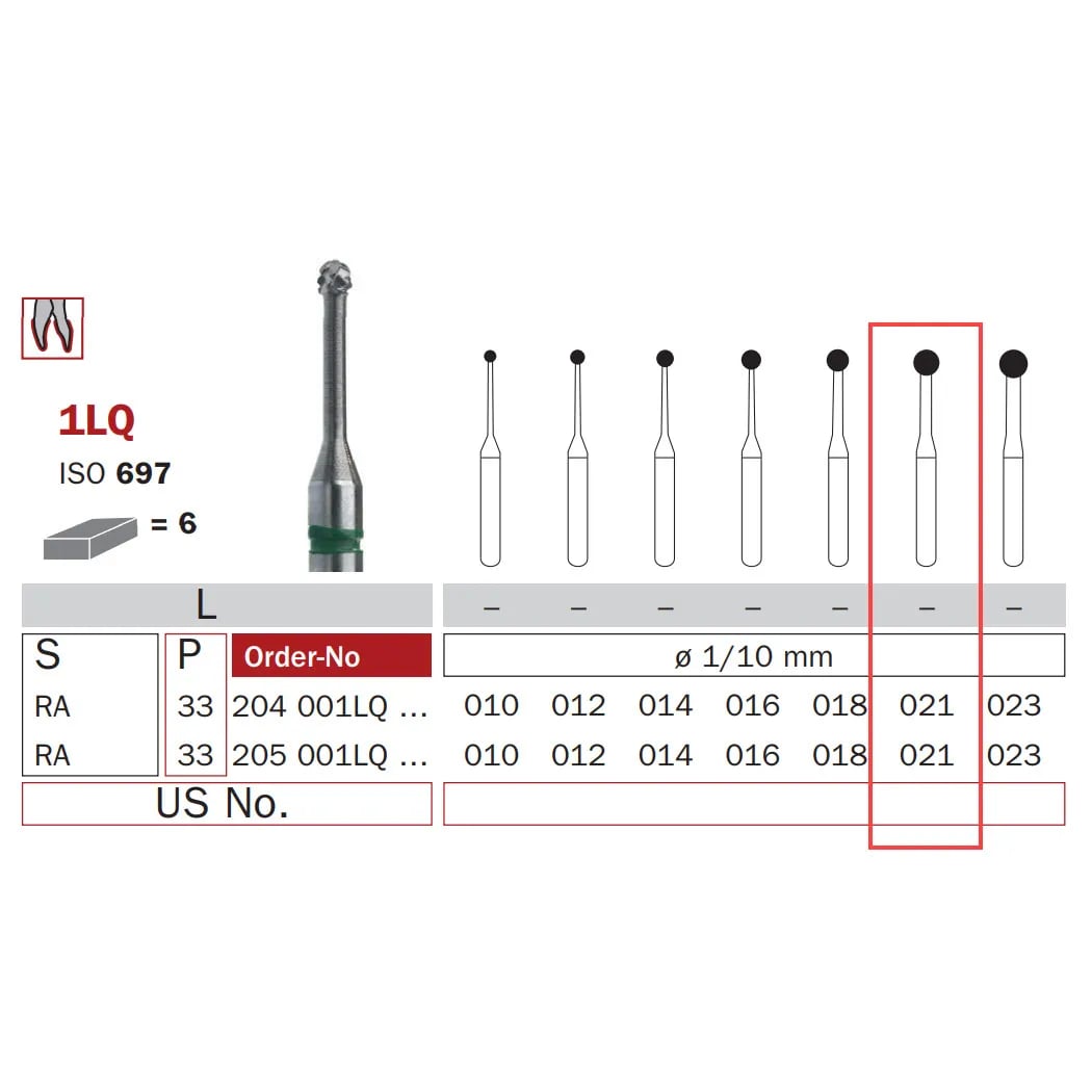 Carbide Bur, Long RA 021, Round ISO #697