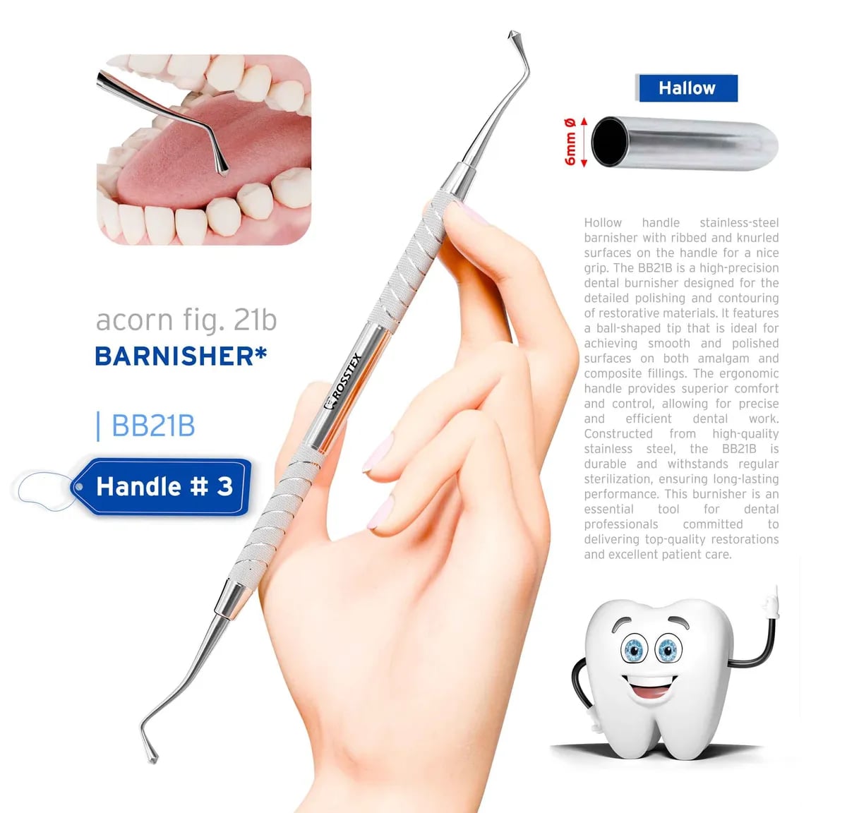 مصقل أسنان أكورن 21B، مقبض رقم 3