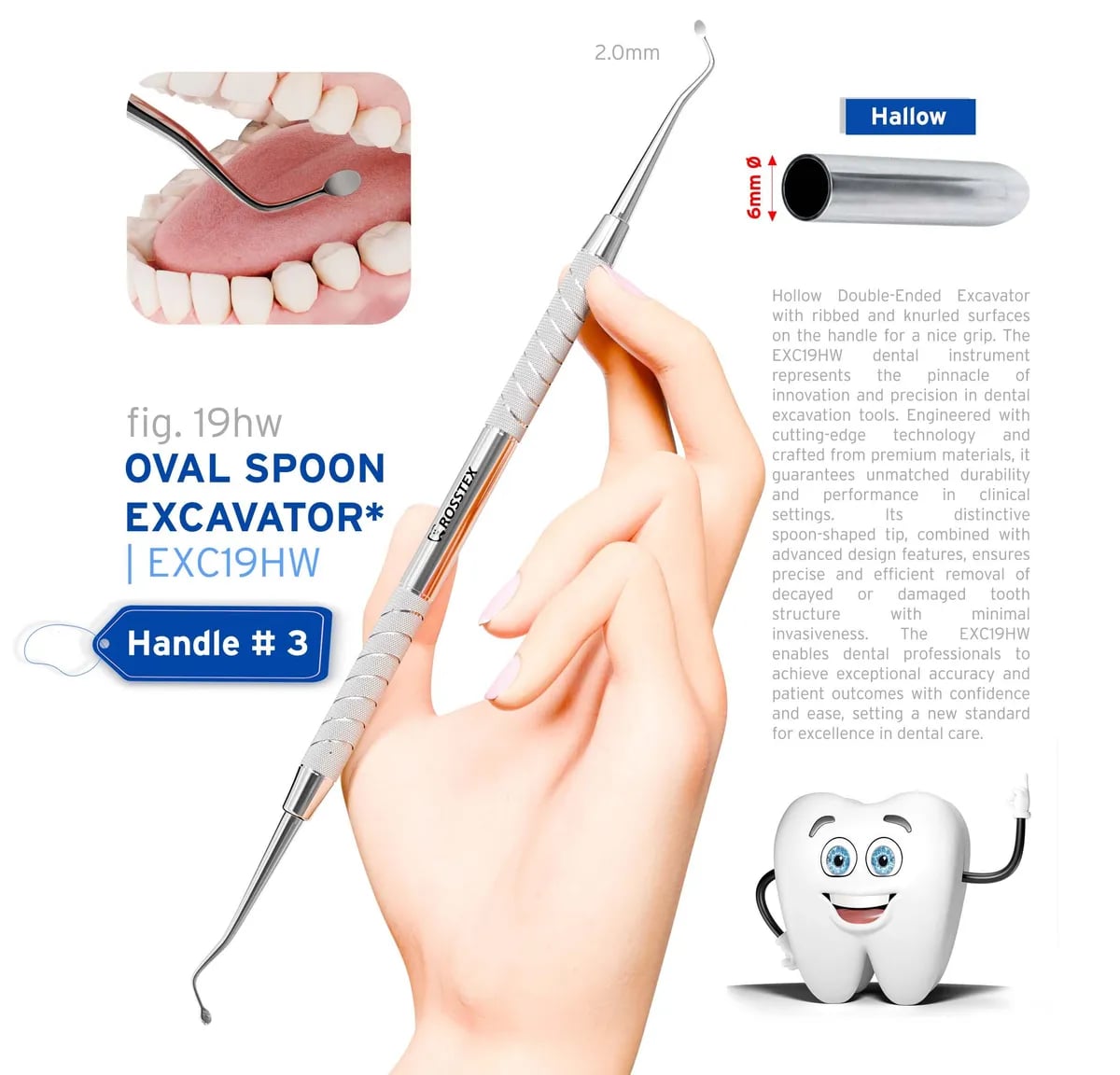 Dental Excavator 19W, Handle No. 3