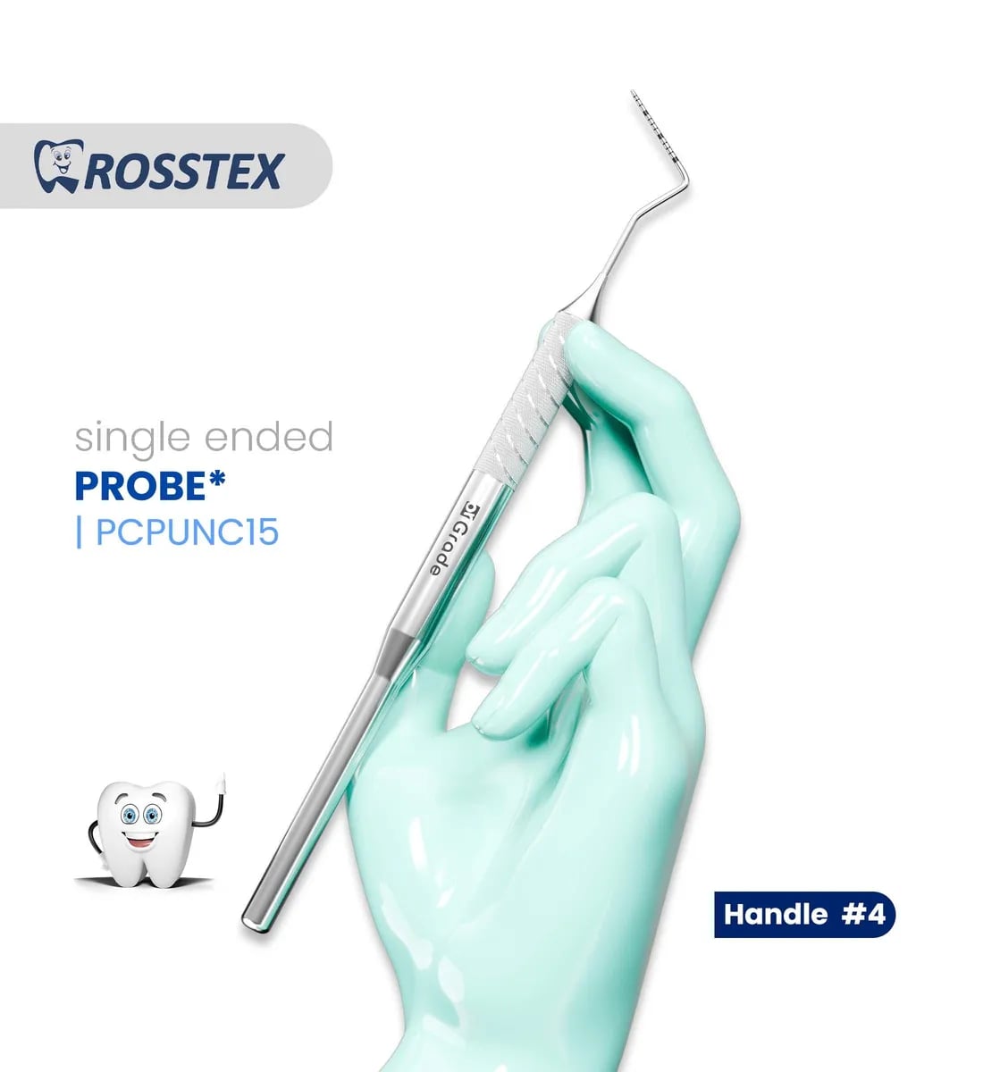 مسبار أسنان، UNC CP-15، مقبض رقم 4، نهاية واحدة
