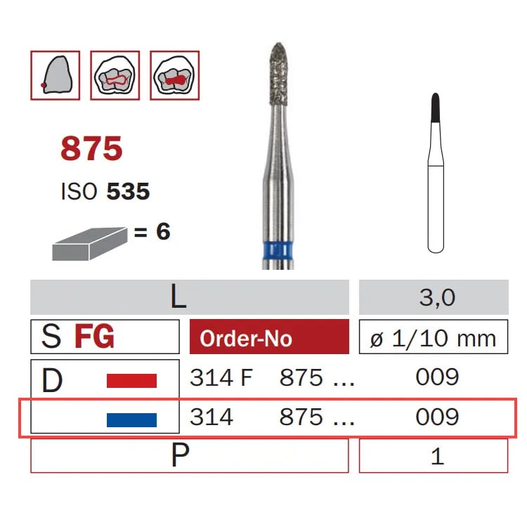 سنبلة حفر ألماس، FG 009، متوسطة، طوربيد ISO #535