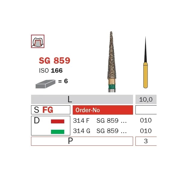 سنابل حفر ألماسية FG 010 ناعم مخروطي (جولديز) ISO #166