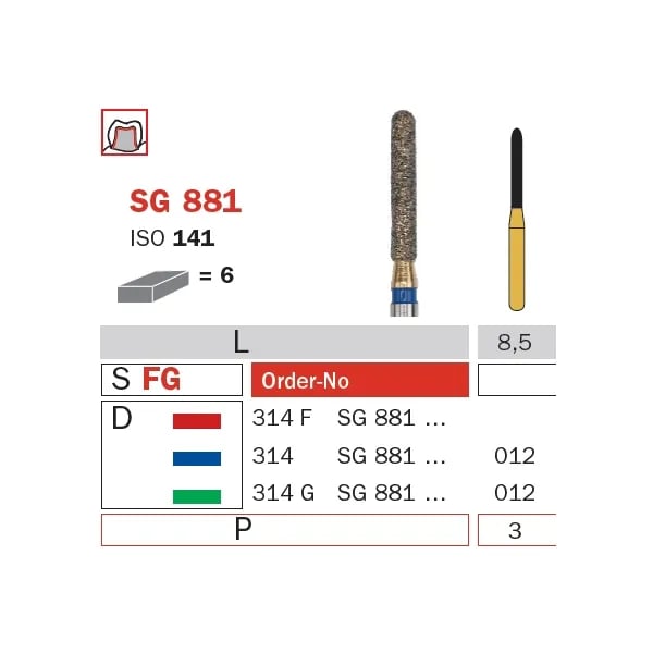 سنابل حفر ألماسية FG 012 خشن أسطوانة (جولديز) ISO #201