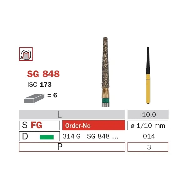 سنبلة حفر ألماسية FG 014 خشنة مخروط مقطوع جولديس ISO 173