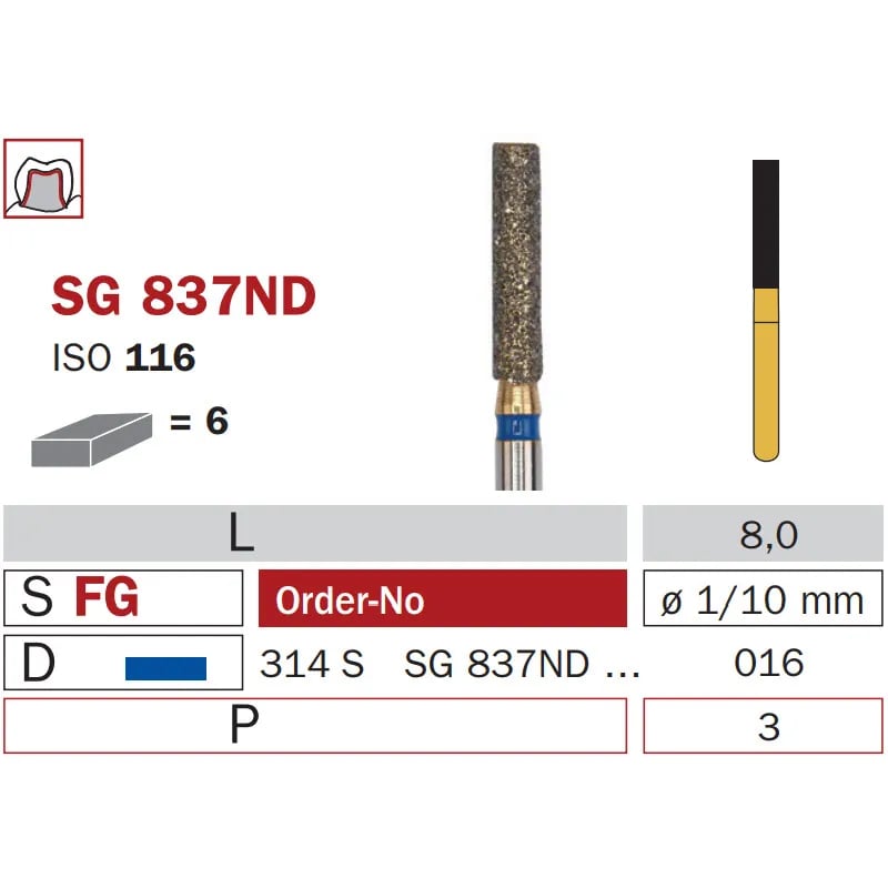 سنبلة ألماسية FG 016 متوسطة أسطوانة بريميوم ISO #116