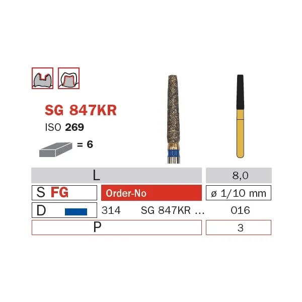 سنبلة ألماسية FG 016 متوسطة مخروط مقطوع (جولديز) ISO #546