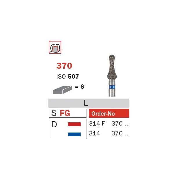 Diamond Bur, FG 023, Medium, Neck ISO #507