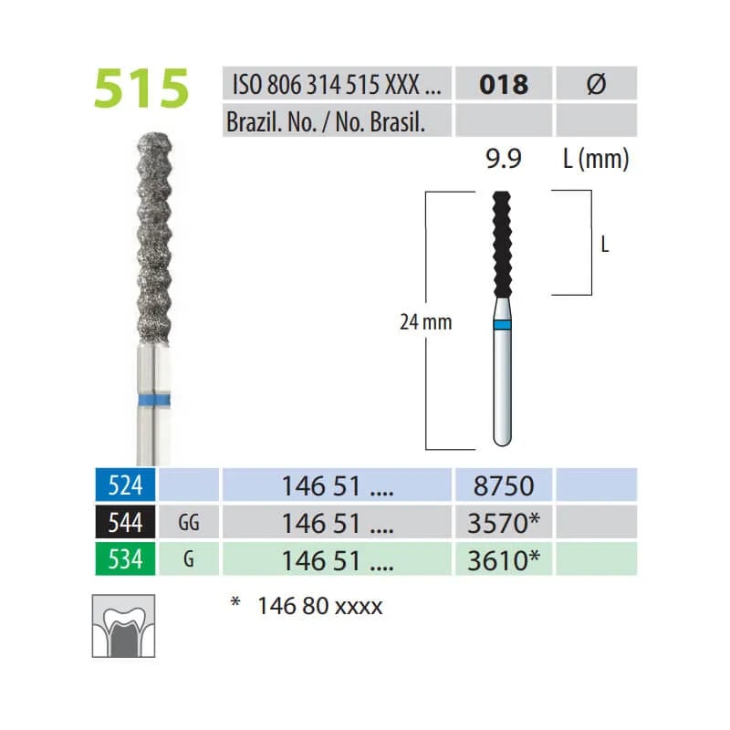 Diamond Burs, Cylinder ZigZag, FG 515-018, Medium