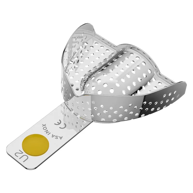 S.S. Perforated Regular Impression Tray With Rim Upper Size 2