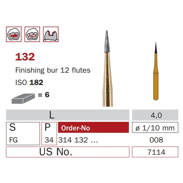 سنابل حفر كربيد تشطيب، FG-008، مخروط صغير، 12 شفرة، ISO #182