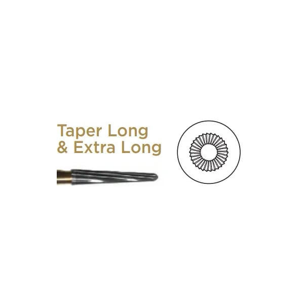 Trimming & Finishing Carbide Bur, Taper Long, FG-010, 30 Blades