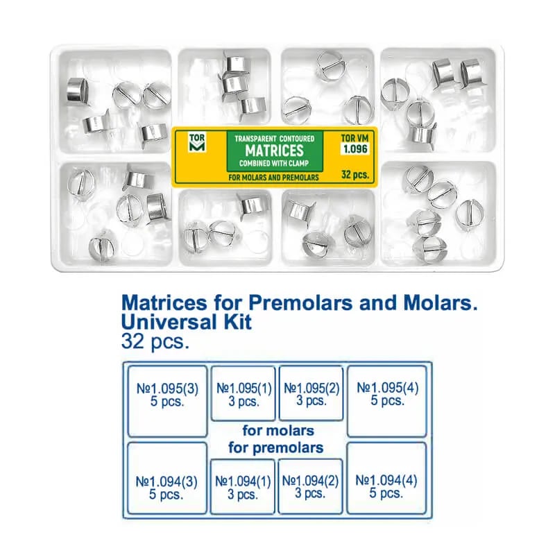 Transparent Contoured Matrices with Clamp for Molar and Premolar