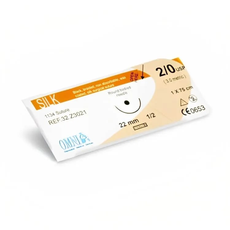 Silk Suture 3/0 Round, 17mm, 1/2 Circle Round