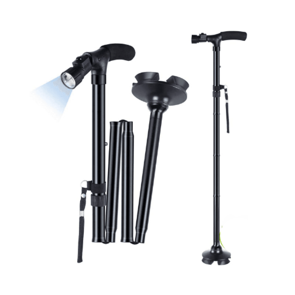 عكاز مع قاعده مرنه مع كشاف قابل للطي  GT2300
